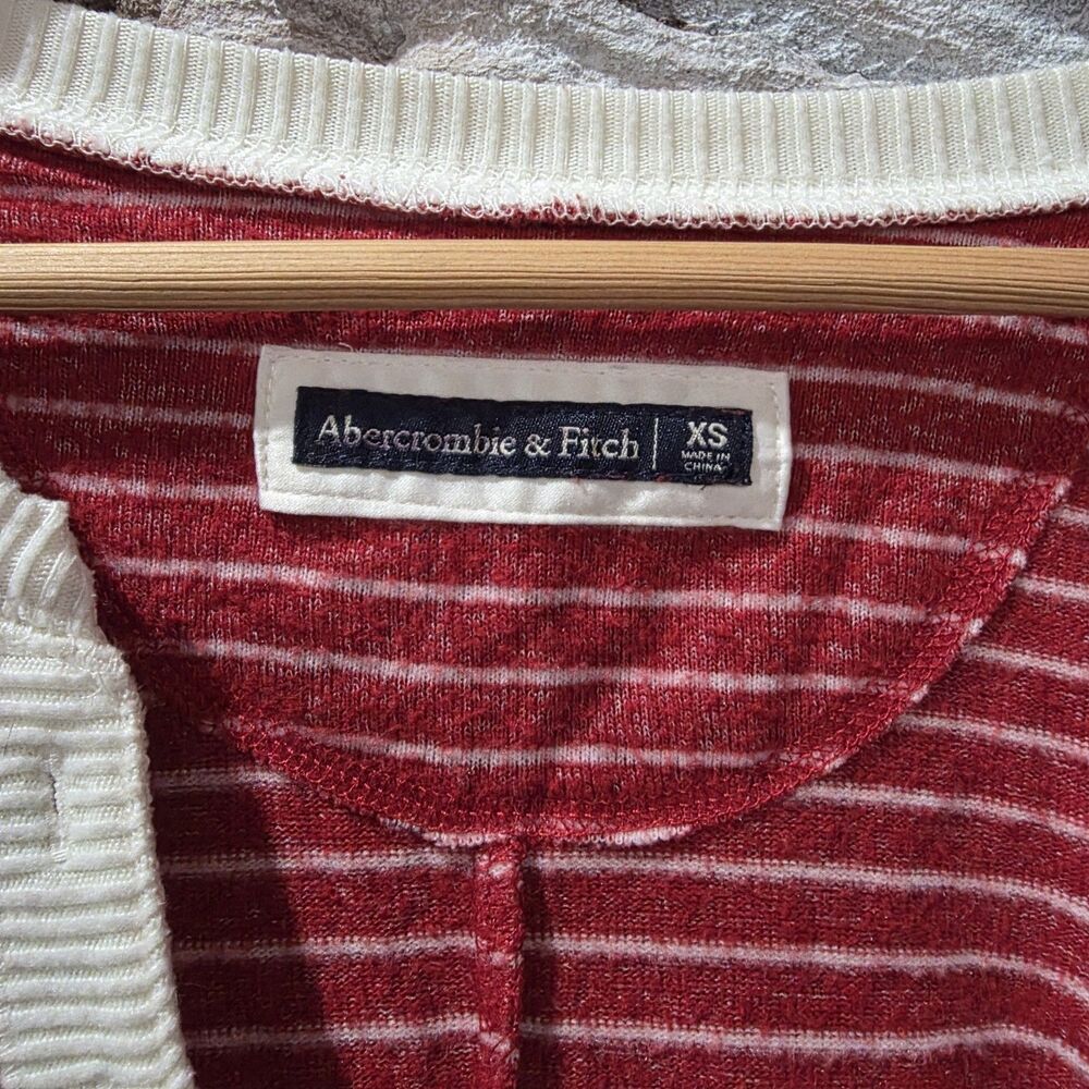 Abercrombie & Fitch Womens Red White Striped One Piece Long Johns Pajama XS - Picture 4 of 5